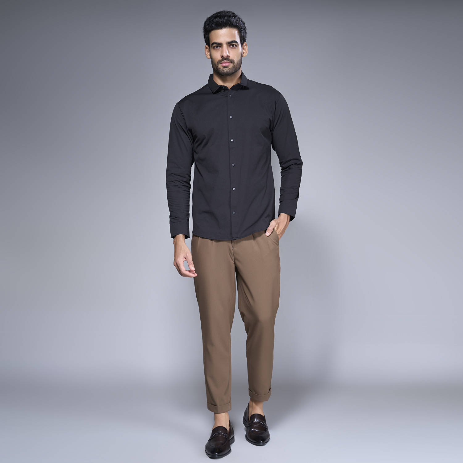 Image of Maxzone Men Regular Fit Solid Casual Shirt