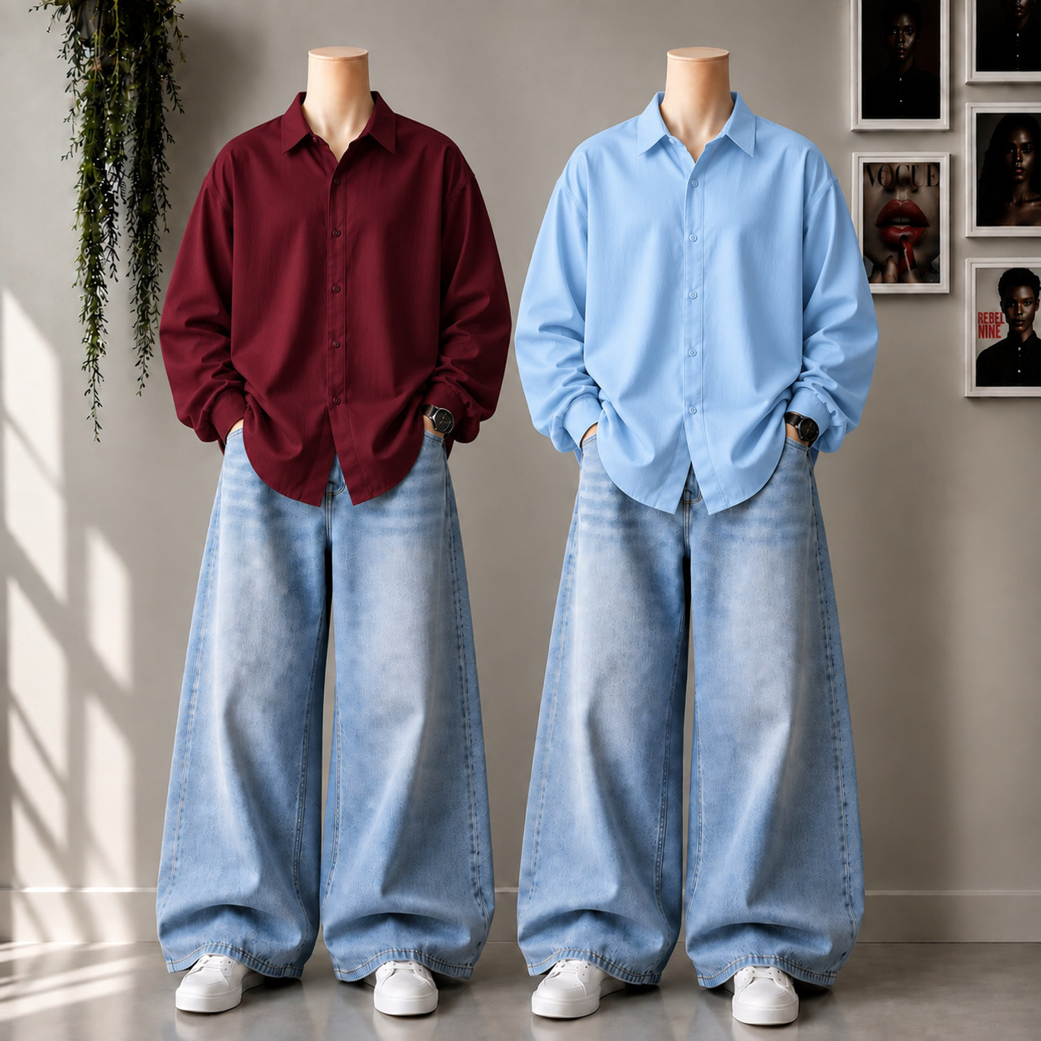 SHABIB Men Maroon, Light Blue Shirt Pack of 2 - Image 3