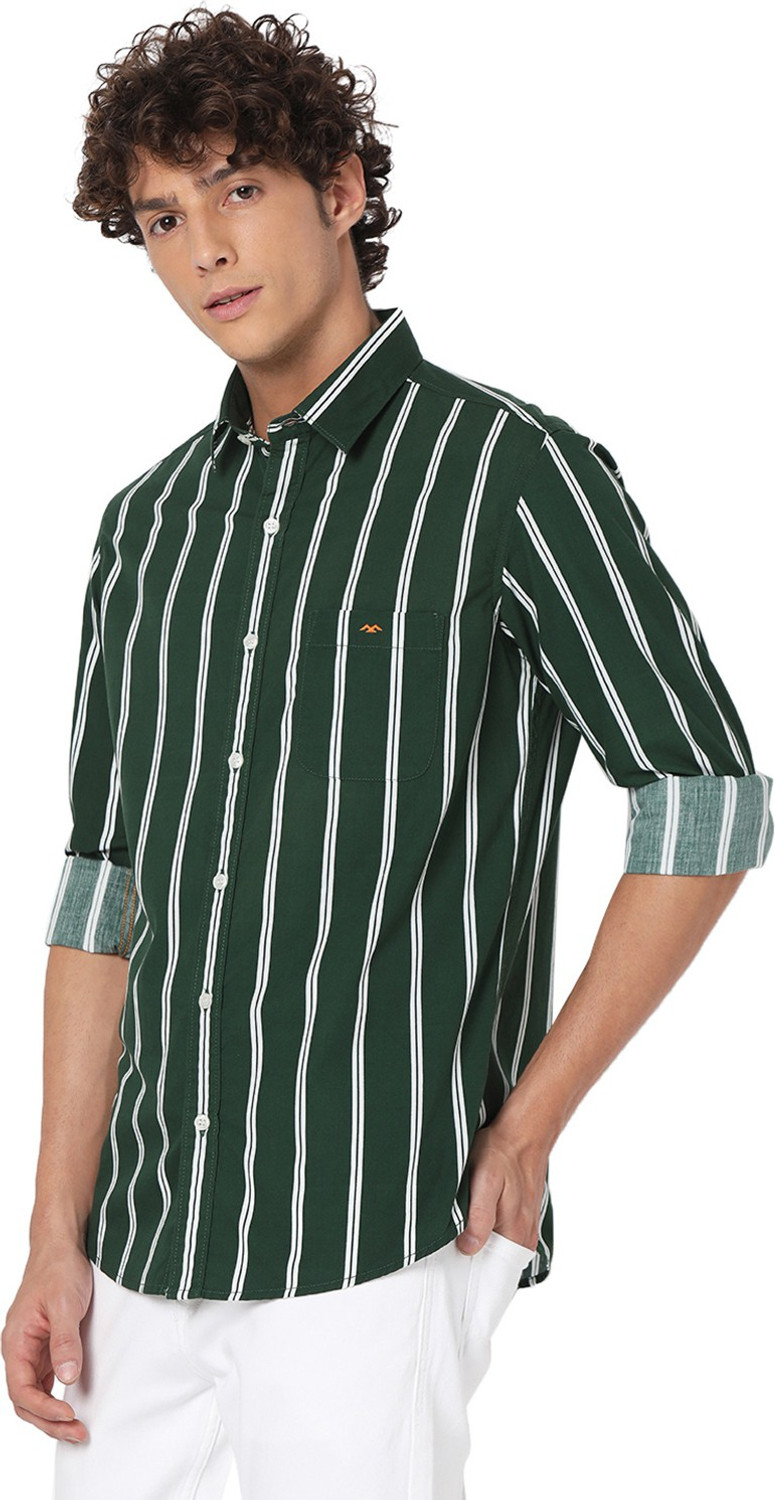 Image of MUFTI Men Slim Fit Striped Spread Collar Casual Shirt