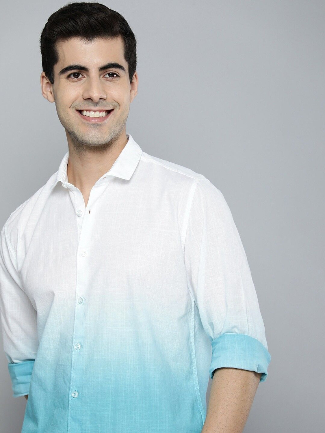 Image of Mast & Harbour Men Regular Fit Dyed /Ombre Spread Collar Casual Shirt