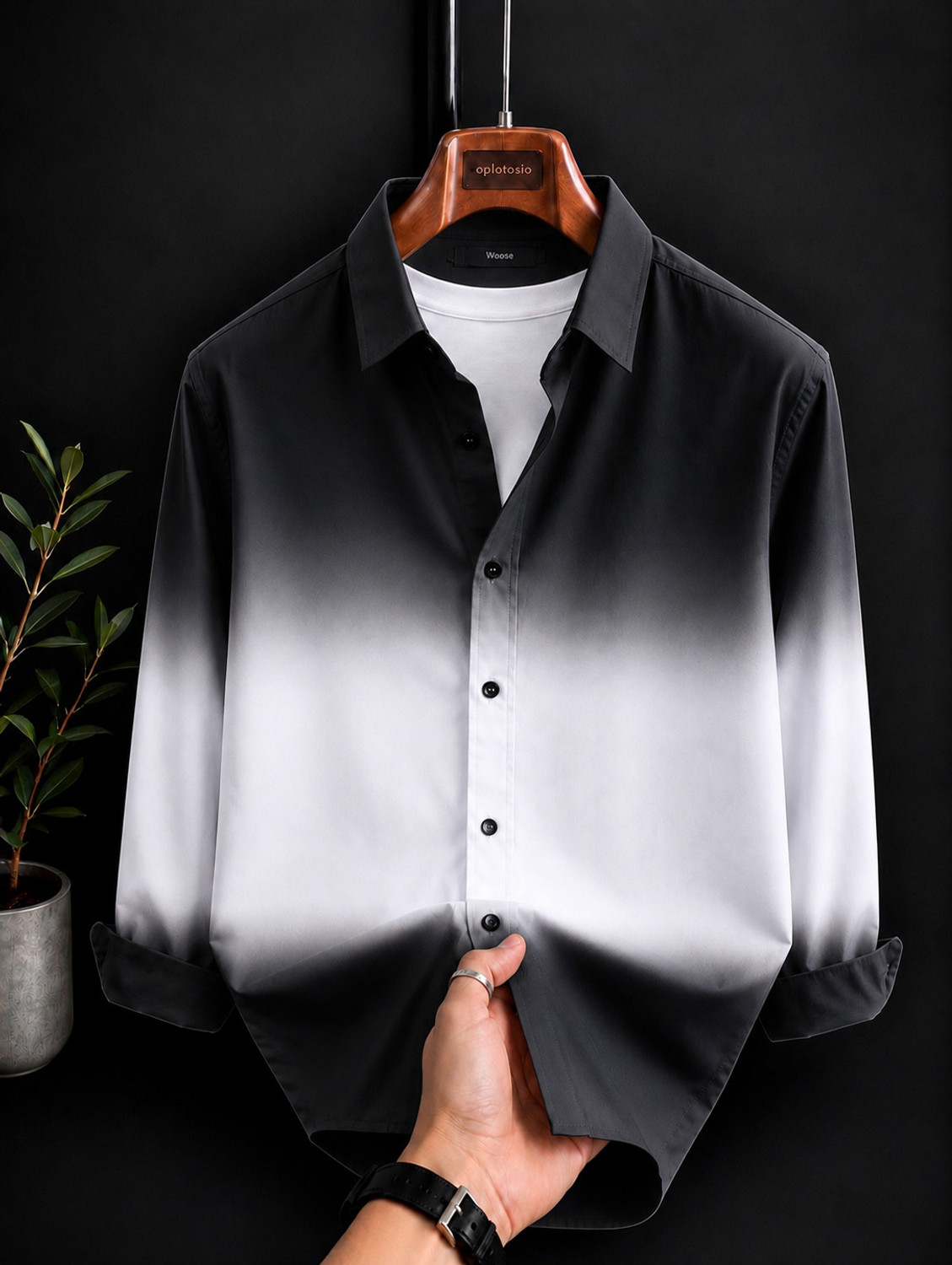 ZAMORDOZI Men Dyed/Ombre Black Shirt - Image 1