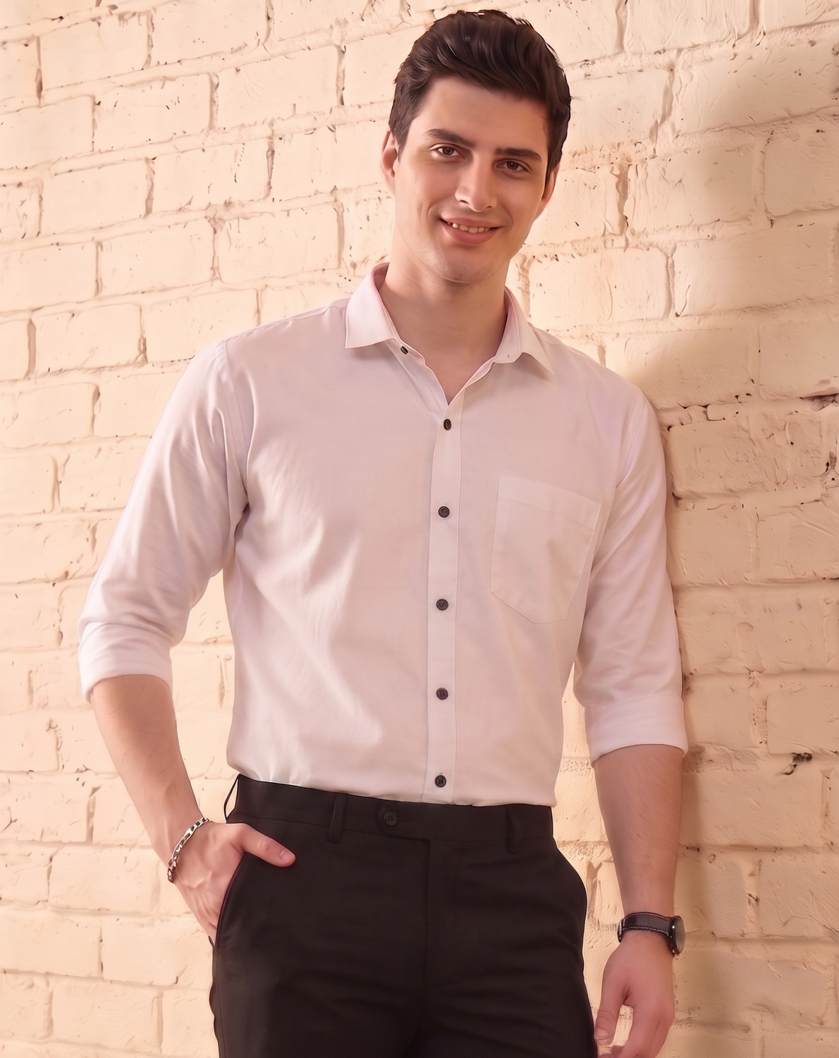 Image of FIBERMILL Men Slim Fit Solid Formal Shirt