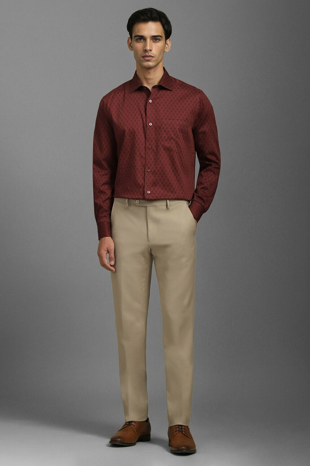 Image of LOUIS PHILIPPE Men Regular Fit Printed Spread Collar Formal Shirt