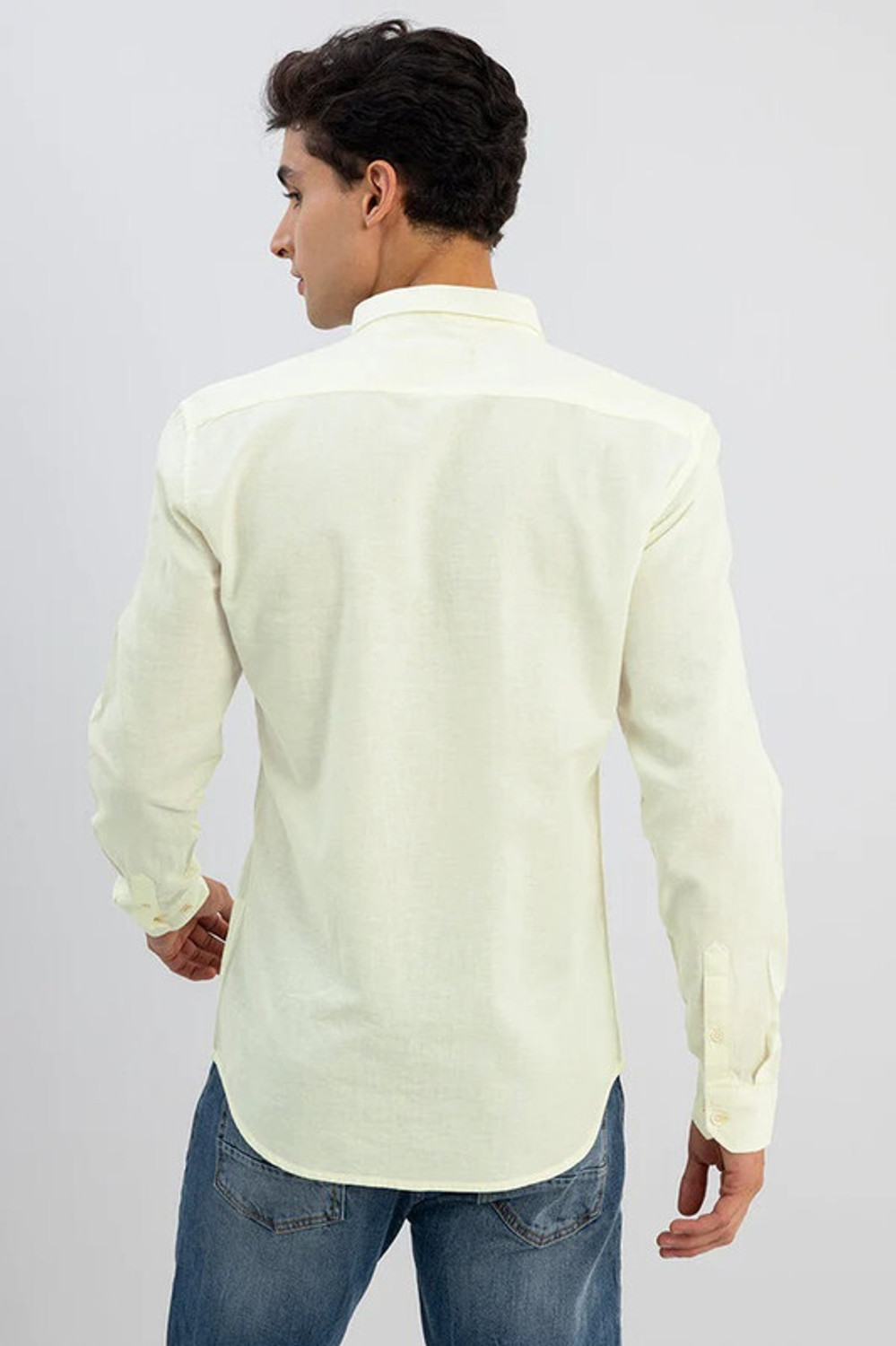 Image of Indicul Men Solid Casual Yellow Shirt