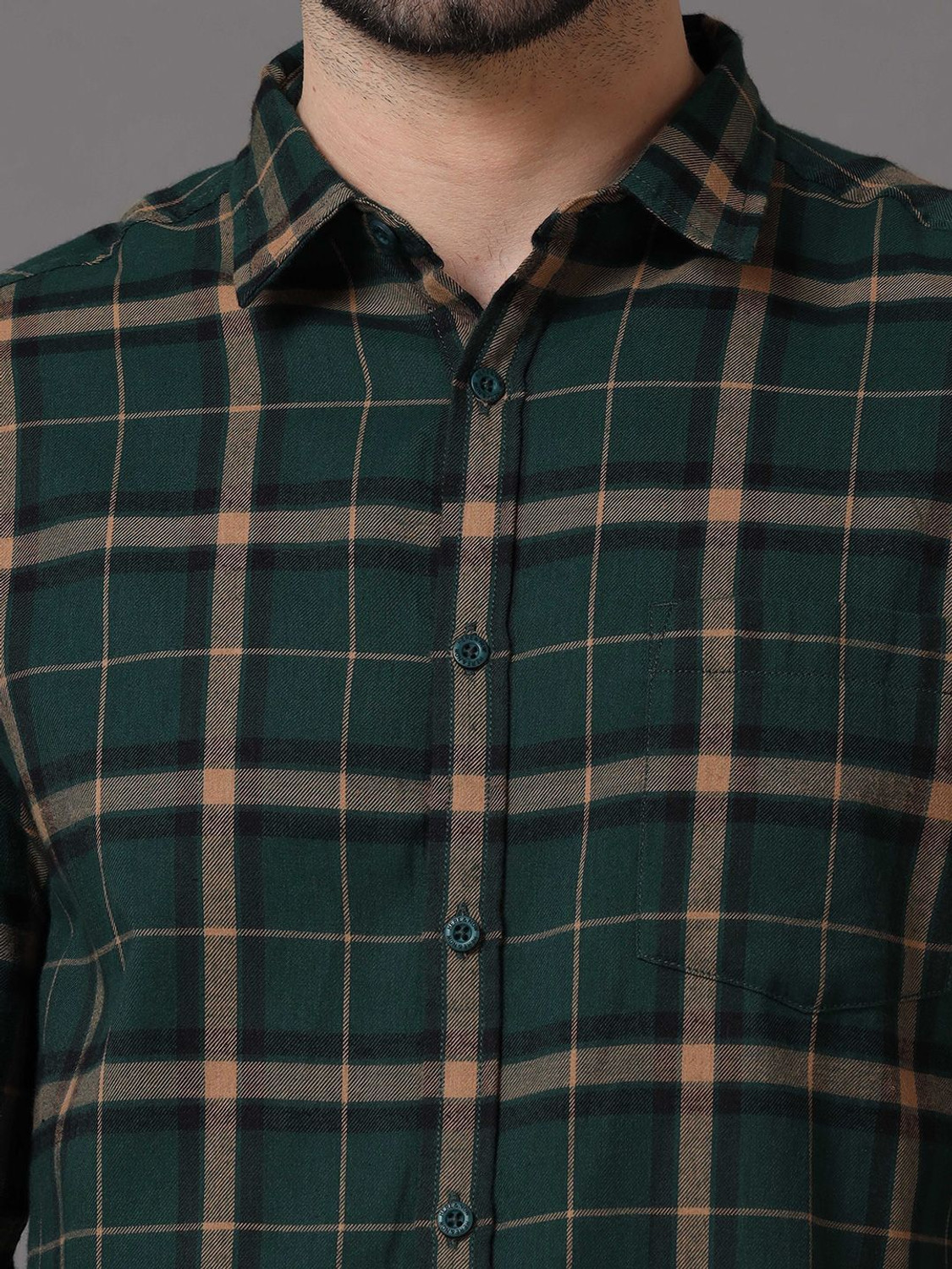 Image of HERE&NOW Men Slim Fit Checkered Casual Shirt