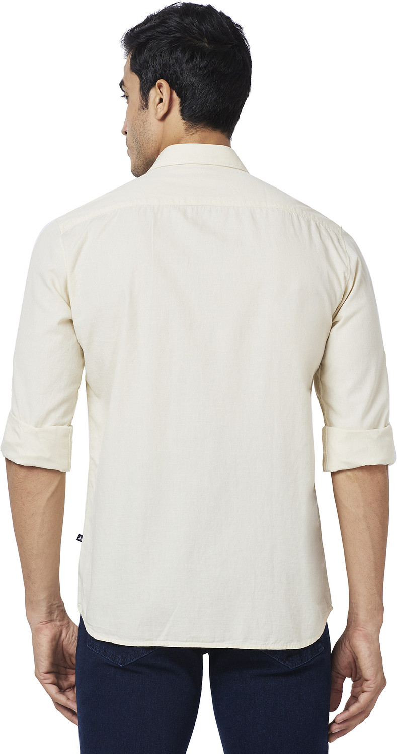 Image of PARX Men Slim Fit Solid Spread Collar Casual Shirt