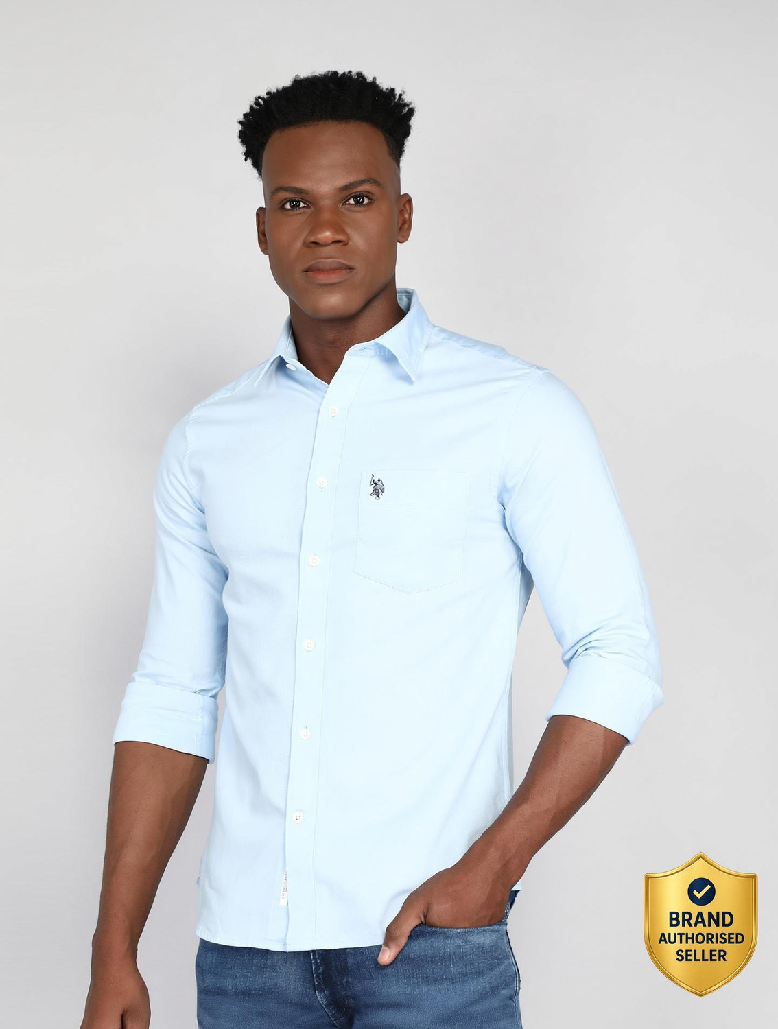Image of U.S. POLO ASSN. Men Regular Fit Checkered Spread Collar Casual Shirt