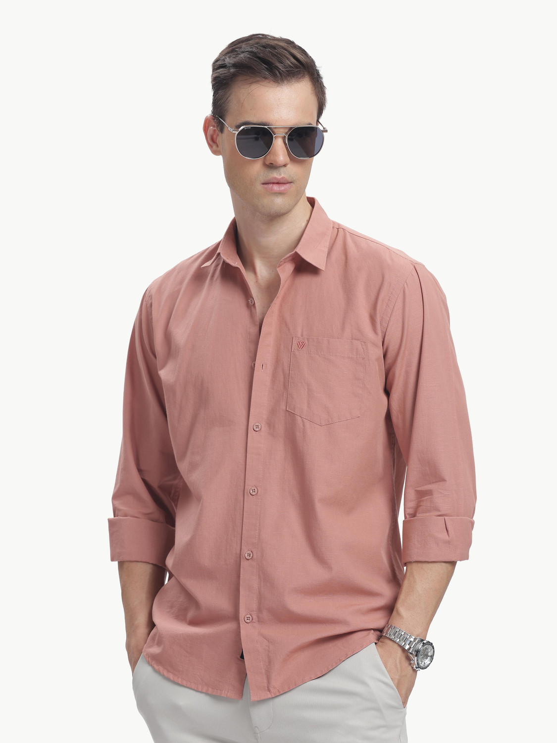 BLUE SQUAD Men Slim Fit Solid Spread Collar Shirt - Image 1