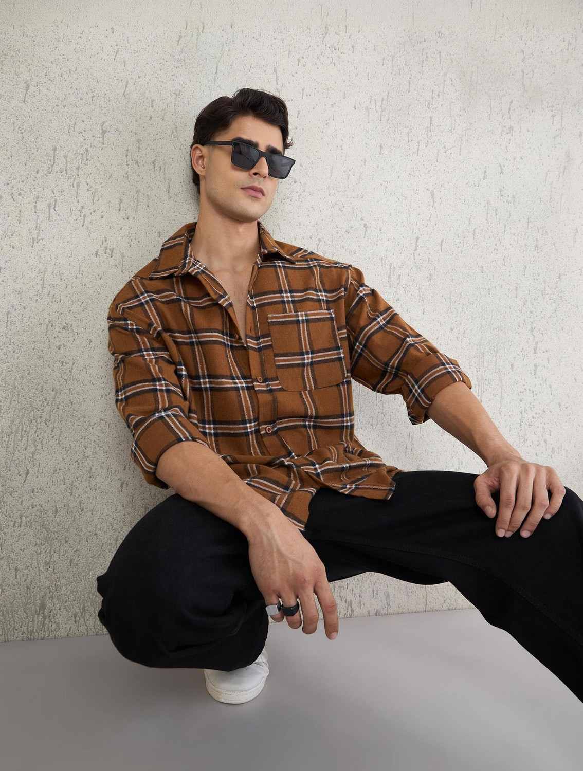 Image of VASTRADO Men Regular Fit Striped Cut Away Collar Casual Shirt