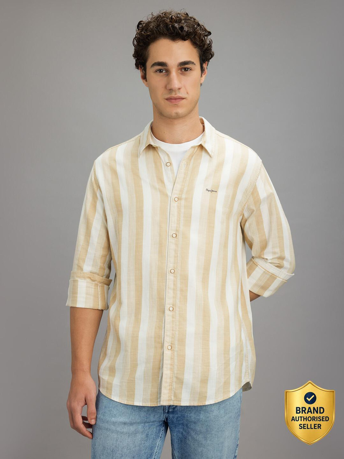 Image of Pepe Jeans Men Regular Fit Solid Casual Shirt