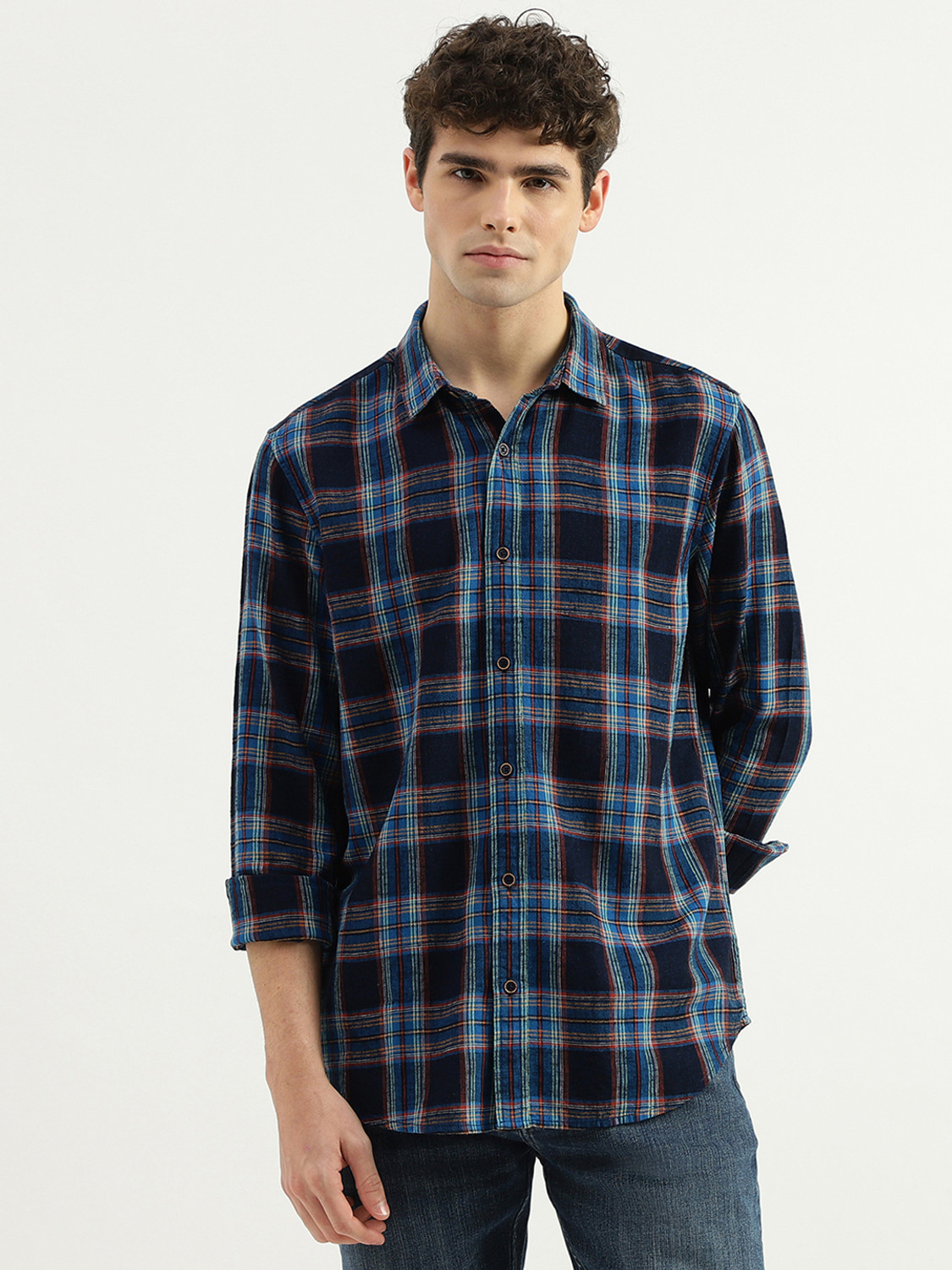 Image of United Colors of Benetton Men Regular Fit Checkered Casual Shirt