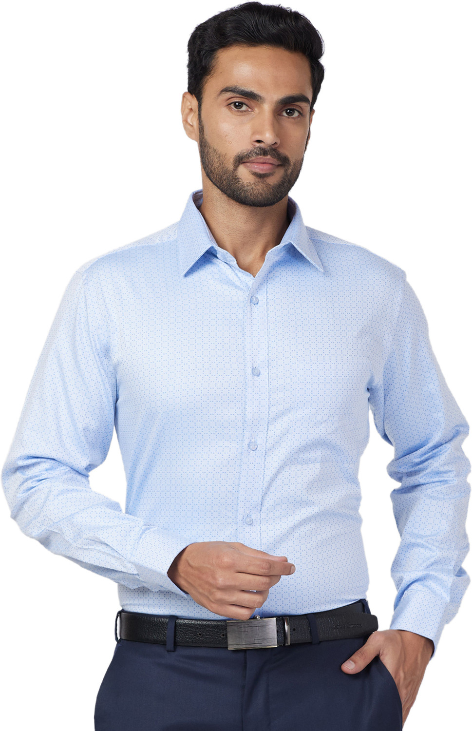 Image of Raymond Men Slim Fit Self Design Formal Shirt