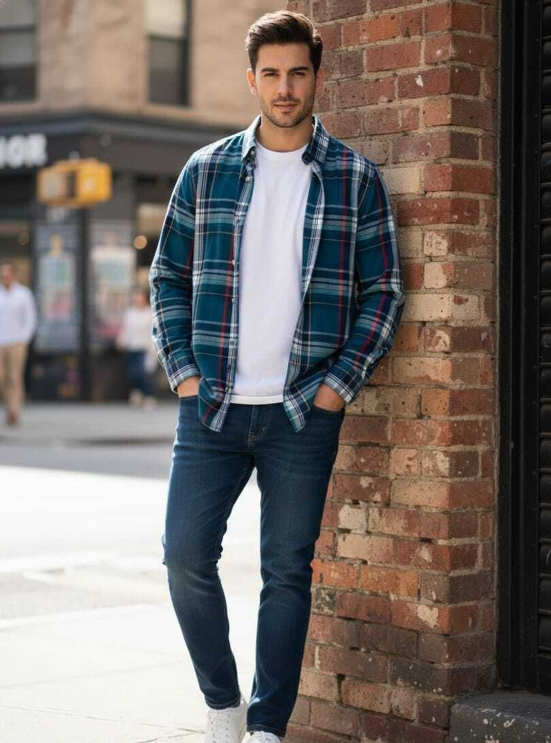 Image of Crystalcruse Men Regular Fit Checkered Spread Collar Casual Shirt