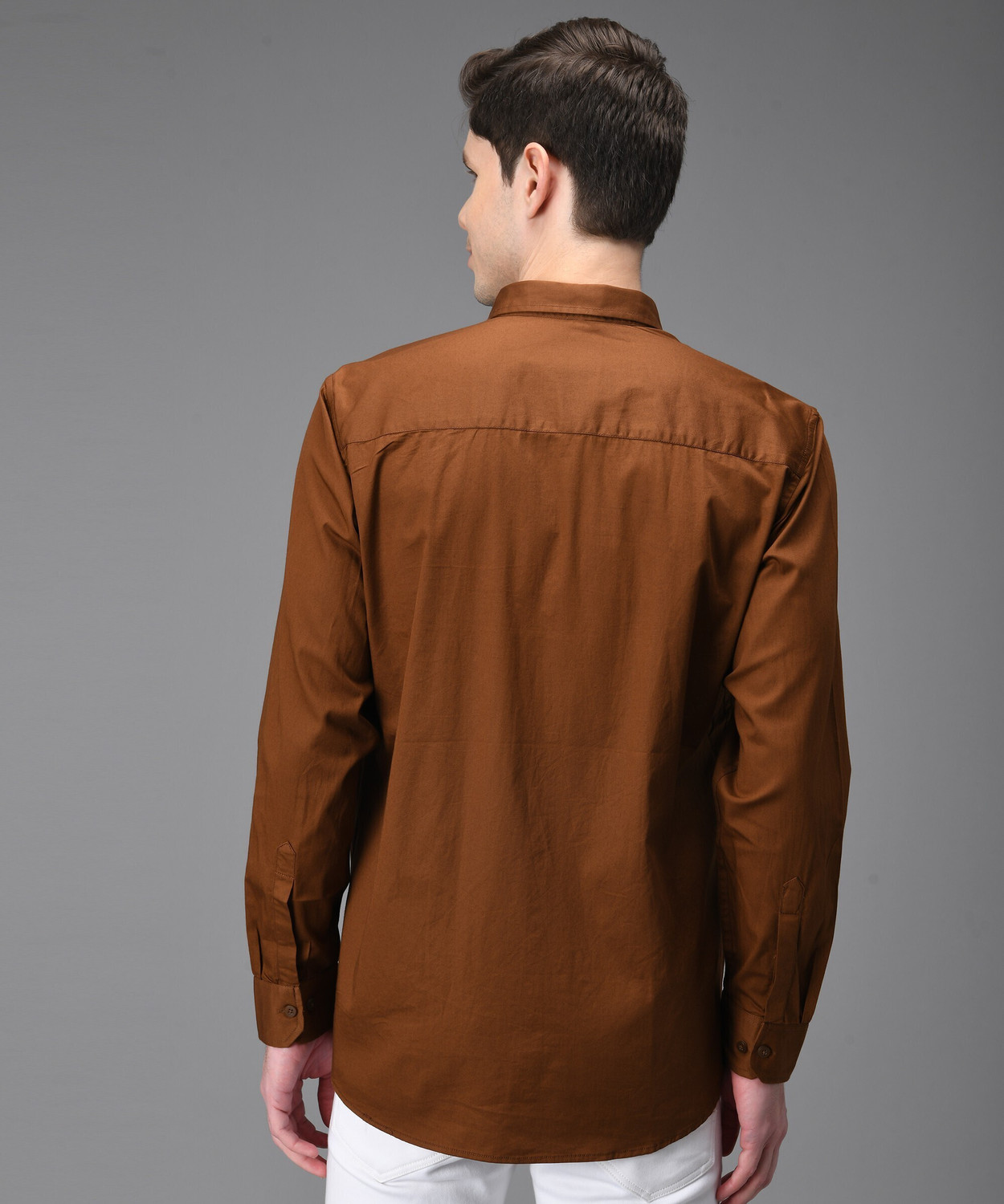 Image of Kibit Men Slim Fit Solid Slim Collar Casual Shirt