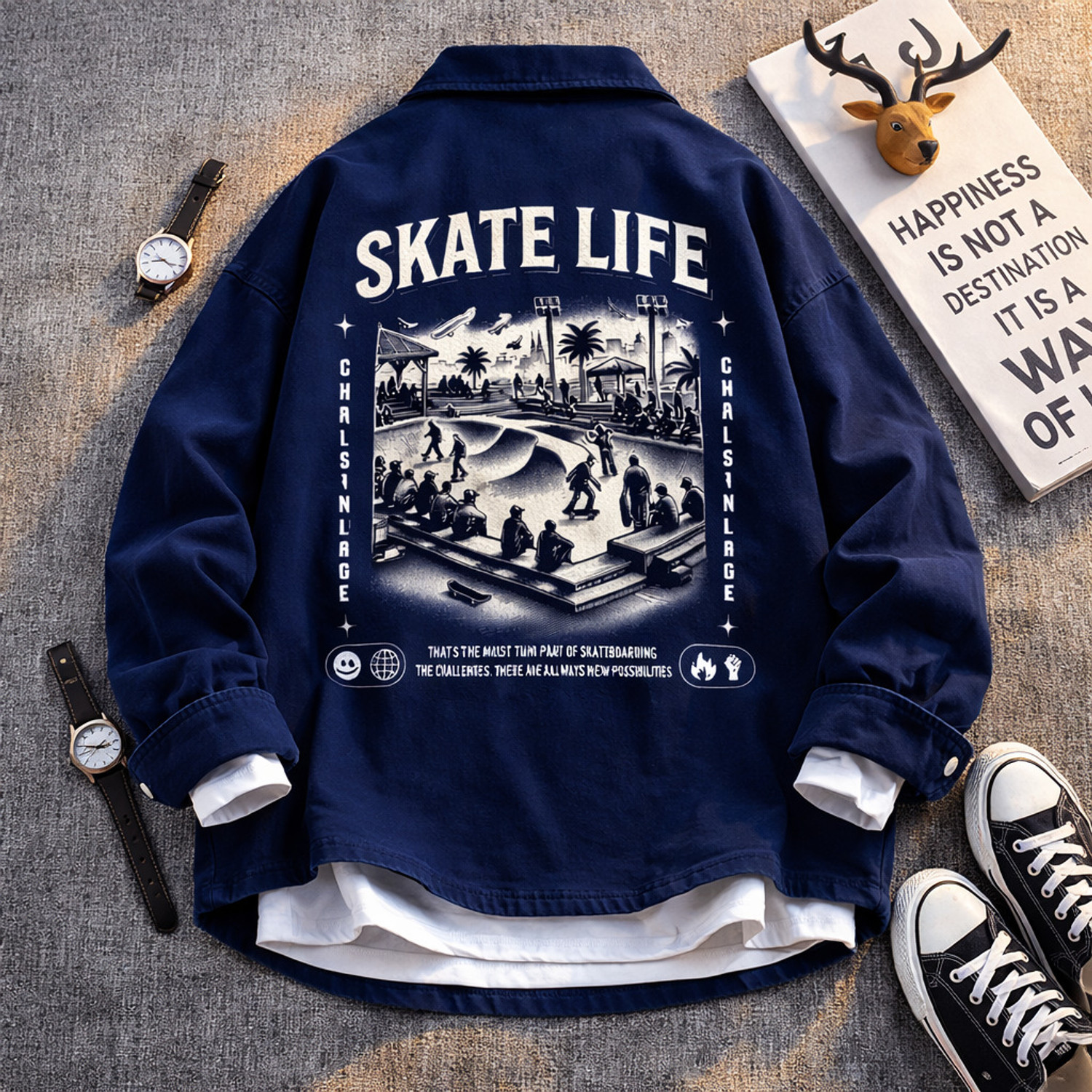 Image of Clubble Men Regular Fit Washed, Graphic Print, Printed Hood Collar Casual Shirt