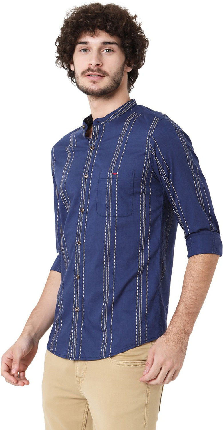 Image of MUFTI Men Slim Fit Striped Spread Collar Casual Shirt