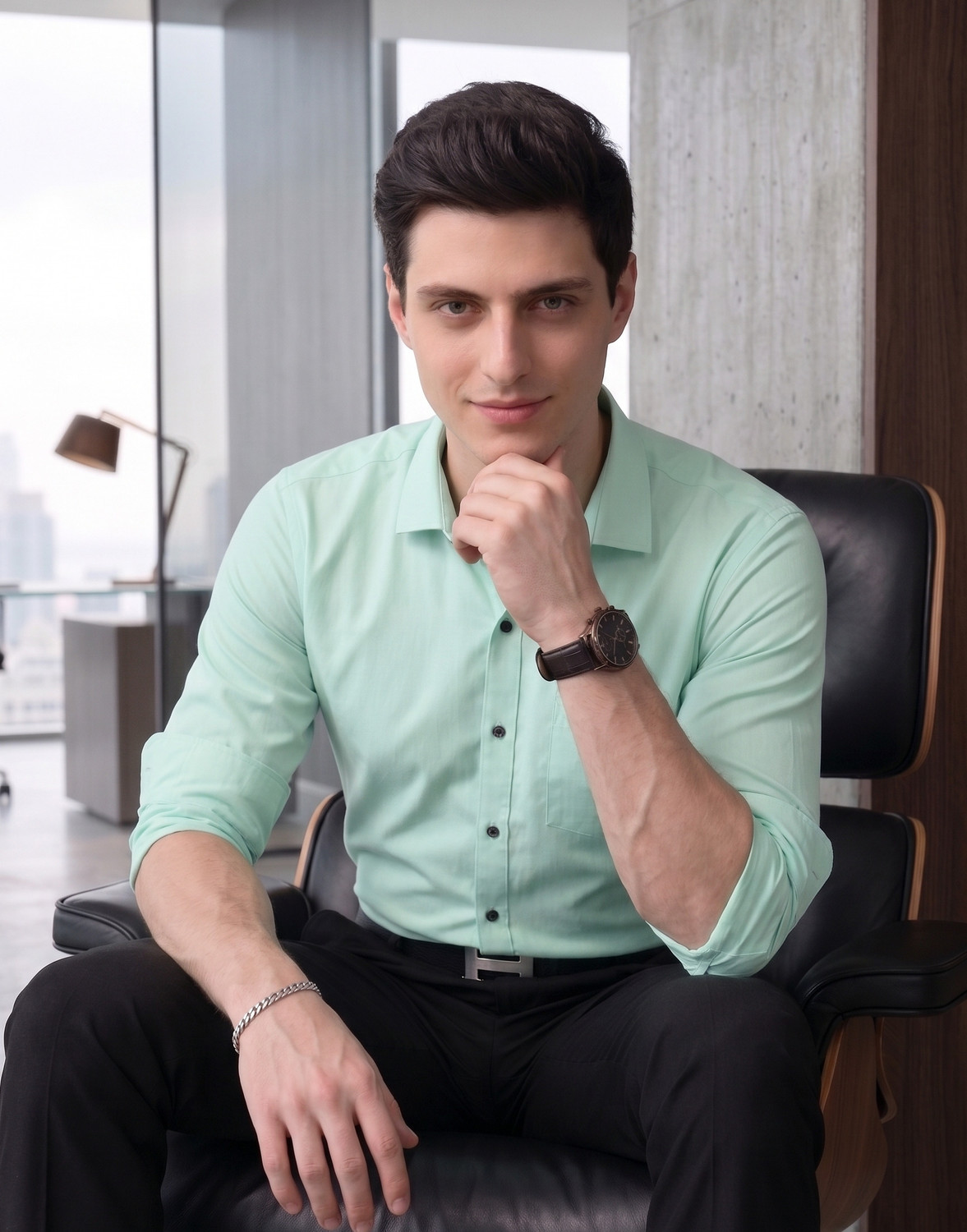 Image of FIBERMILL Men Slim Fit Solid Formal Shirt