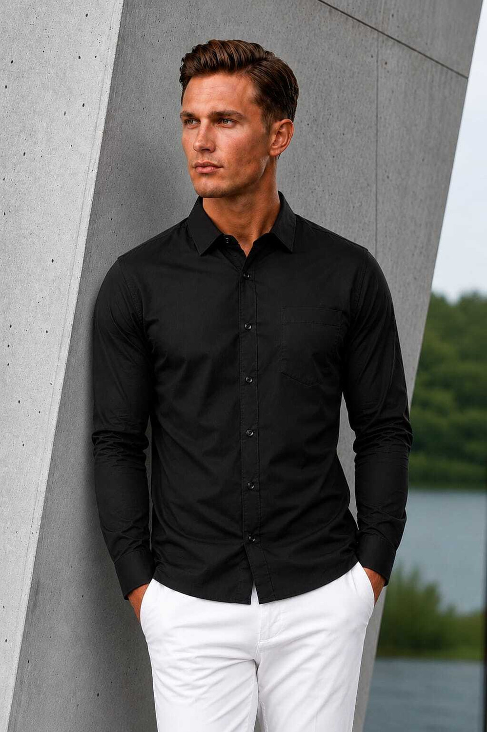 Image of RaJpUt fashion Men Regular Fit Solid Button Down Collar Formal Shirt