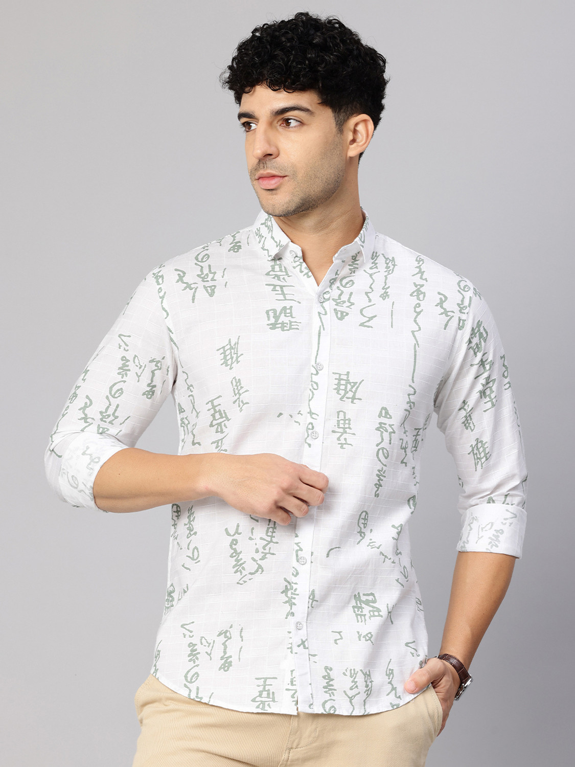 Image of Majestic Man Men Slim Fit Checkered Spread Collar Casual Shirt