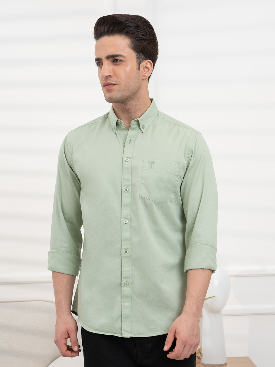 RED TAPE Men Casual Light Green Shirt - Image 1
