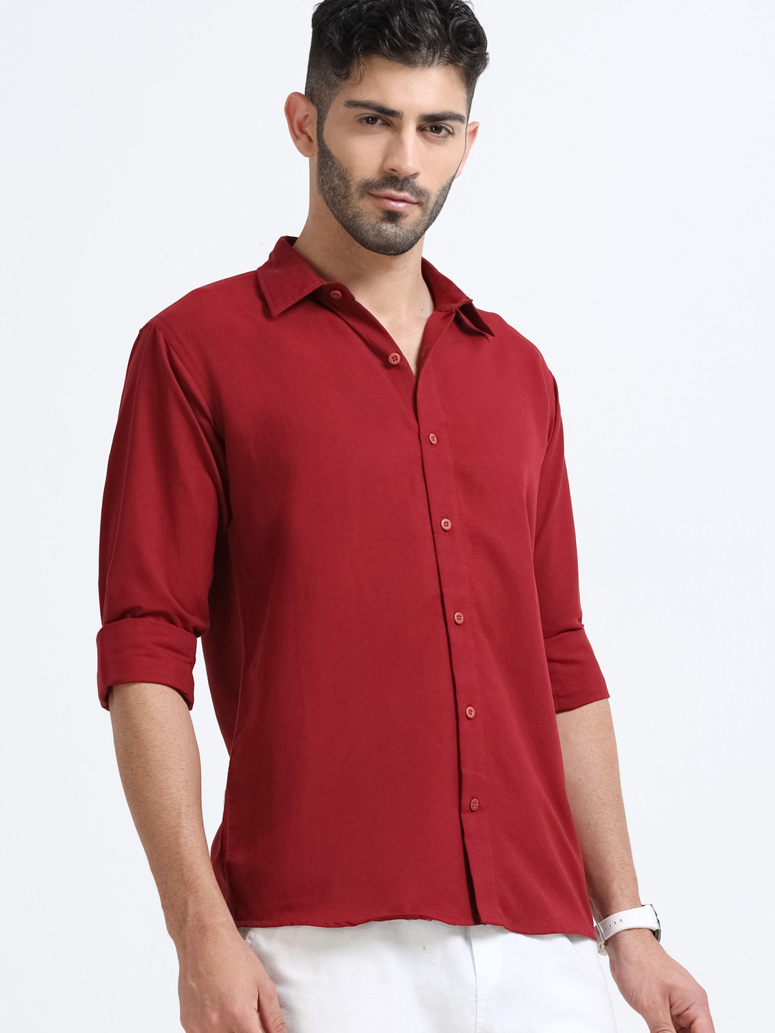 Image of AATWANIS Men Regular Fit Solid, Checkered Spread Collar Casual Shirt (Pack of 2)