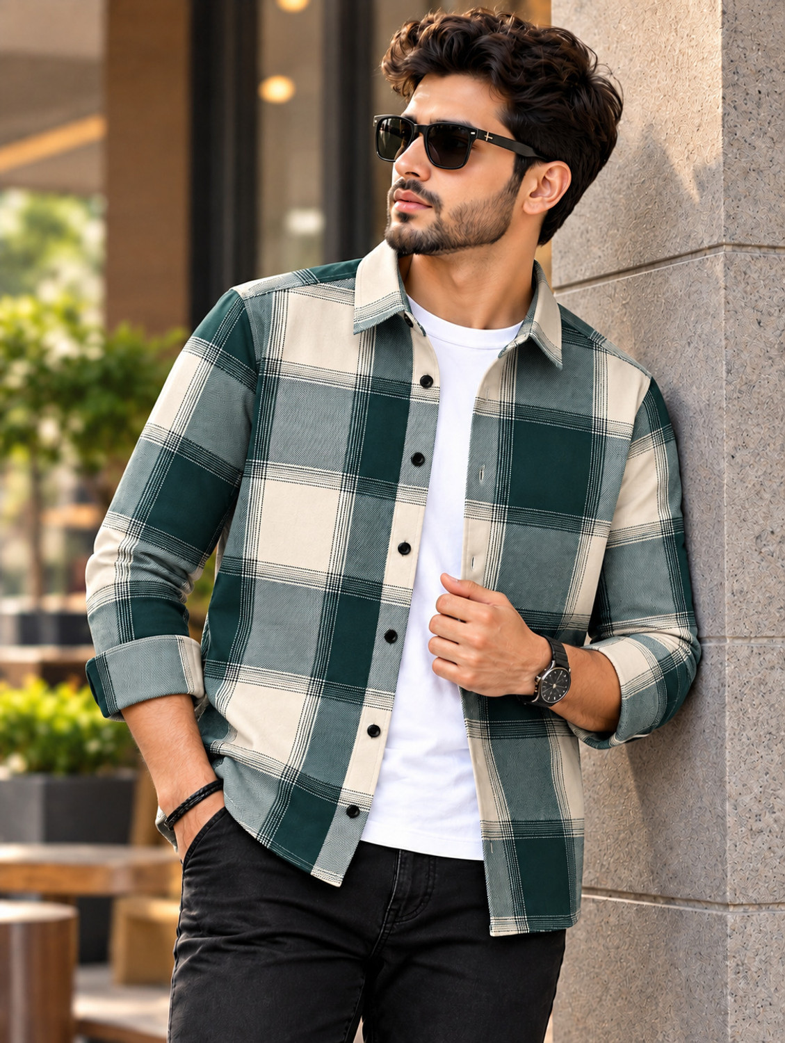 STR Men Green Checkered Casual Shirt - Image 5