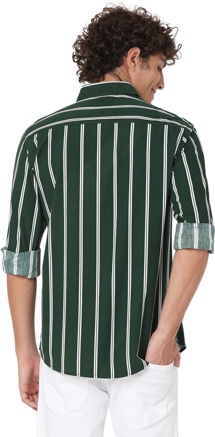 Image of MUFTI Men Slim Fit Striped Spread Collar Casual Shirt
