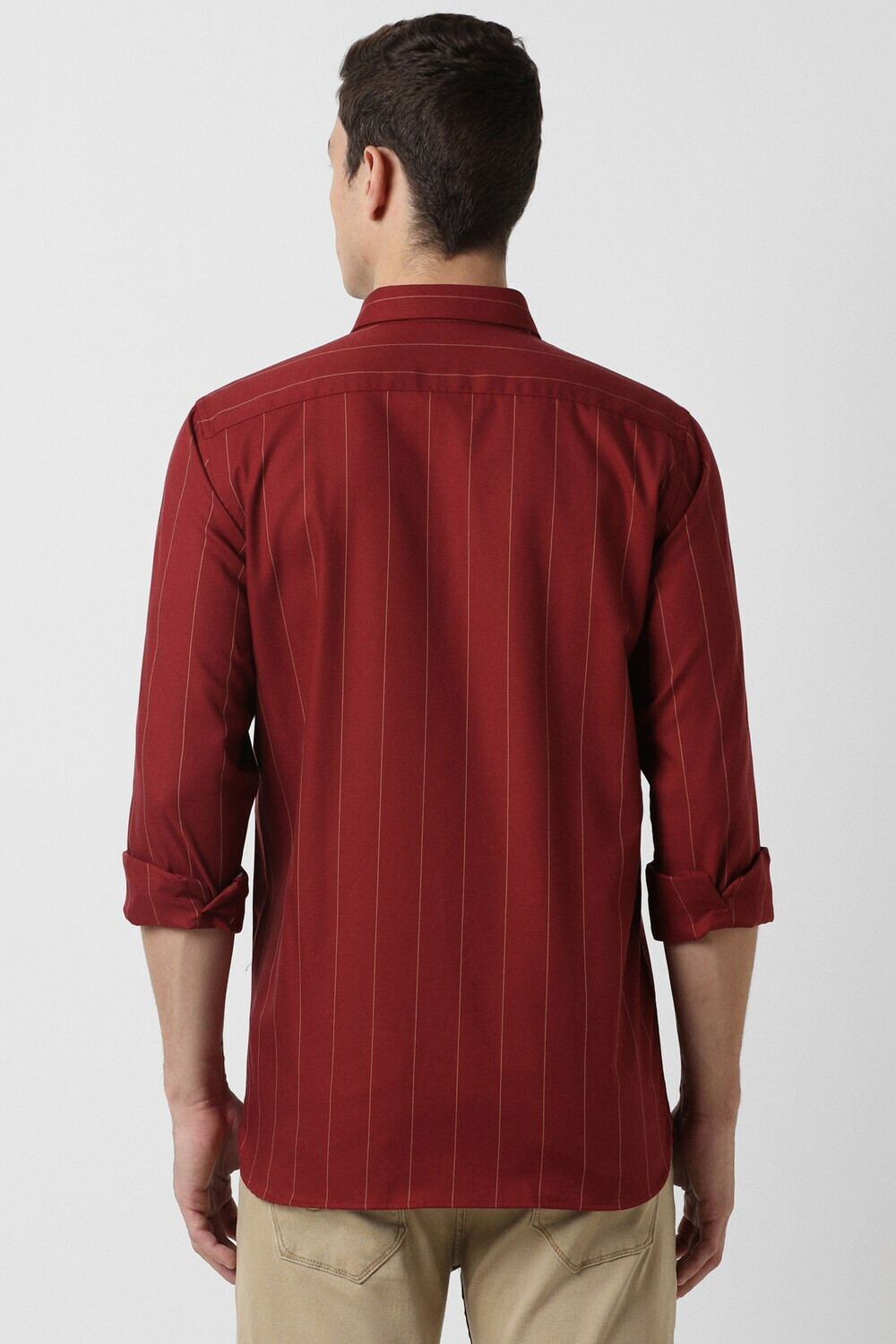Image of PETER ENGLAND Men Slim Fit Striped Spread Collar Casual Shirt
