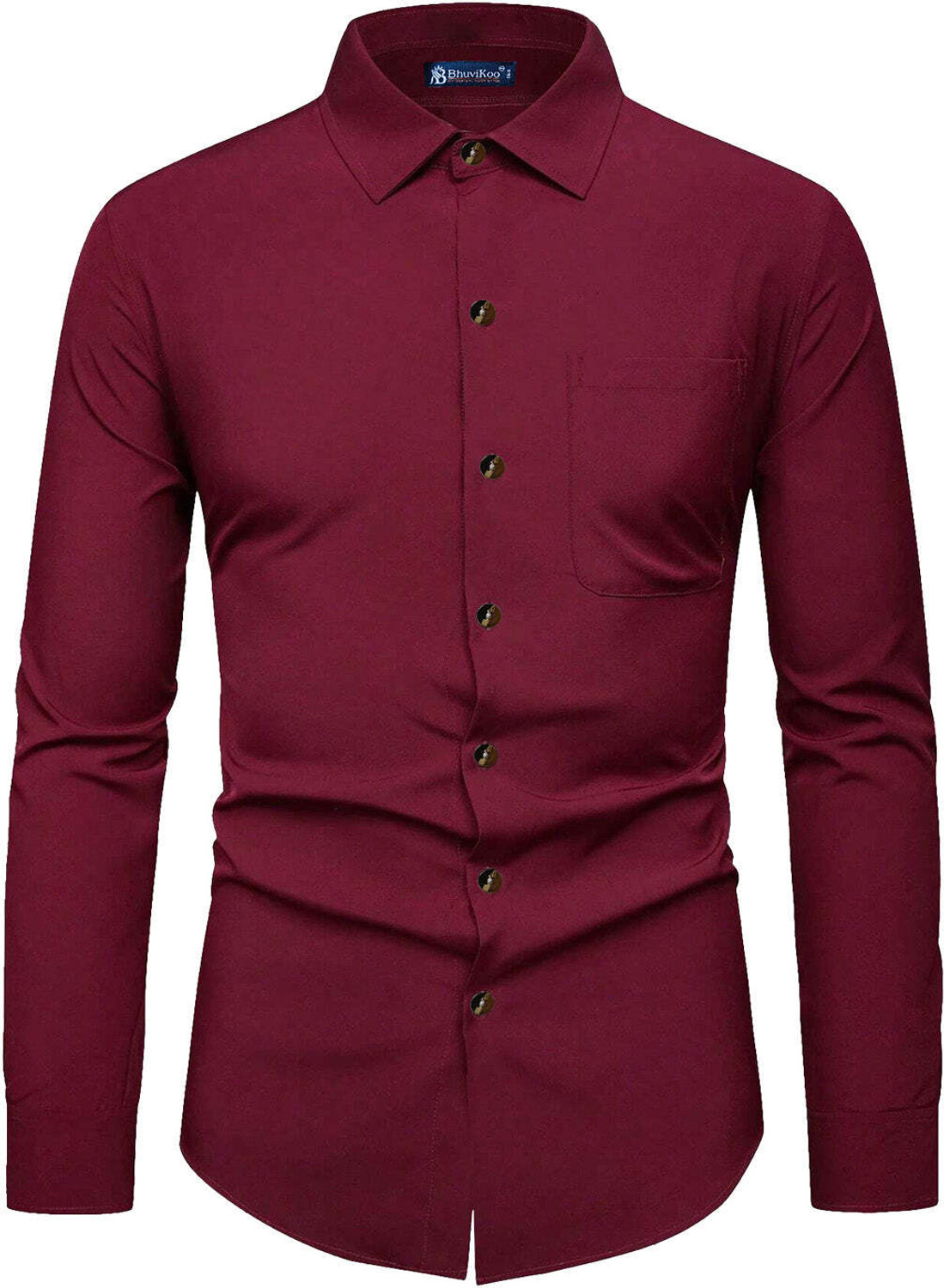 Image of Shefansh Men Regular Fit Solid Spread Collar Casual Shirt