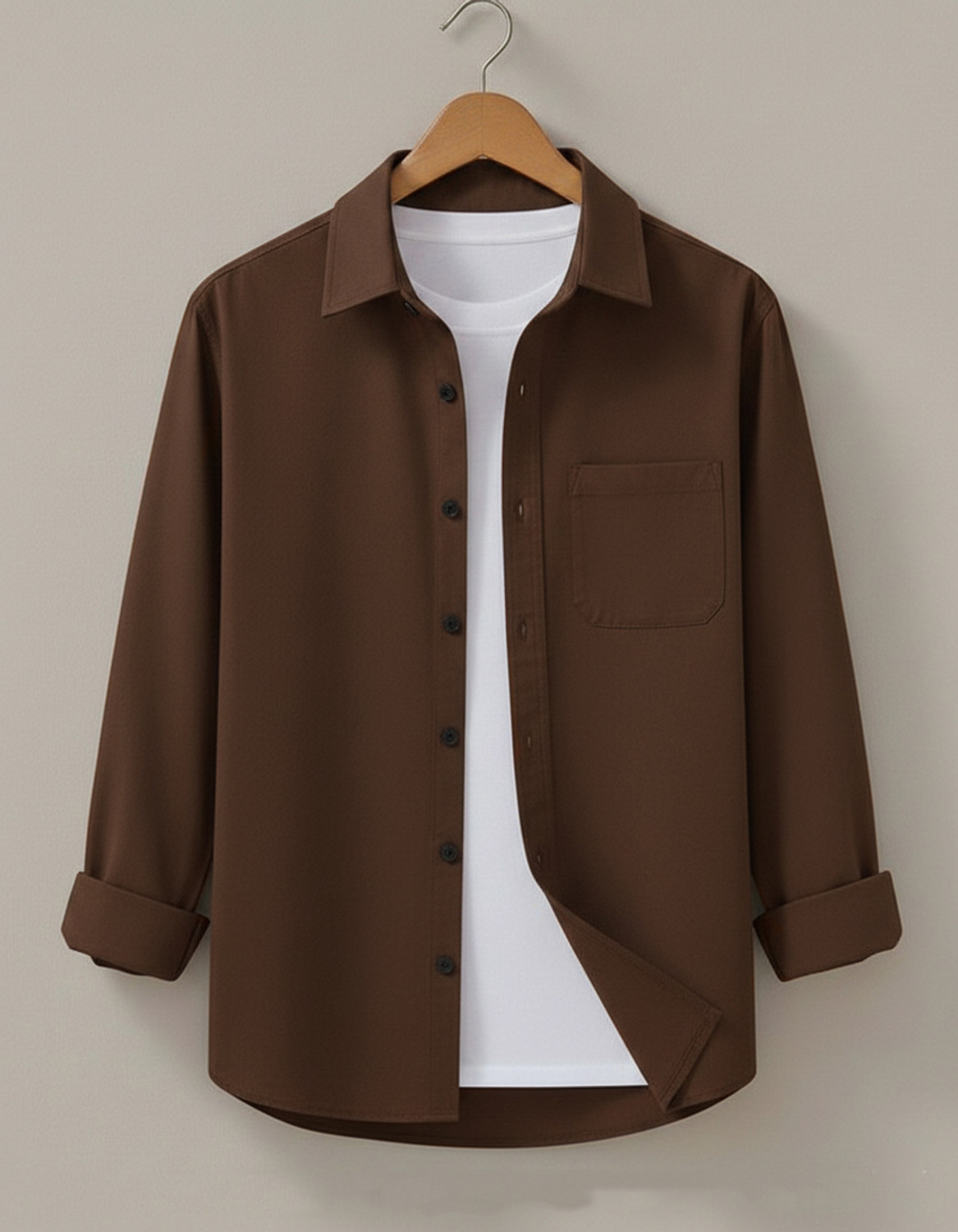 Image of METRONAUT Men Regular Fit Solid Cut Away Collar Casual Shirt