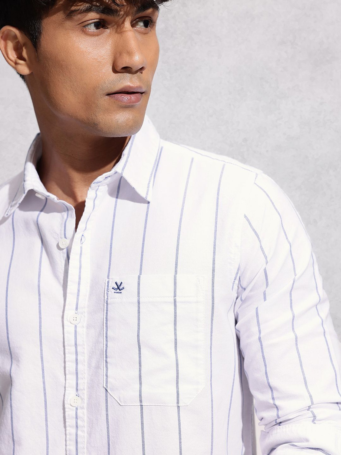 Image of WROGN Men Regular Fit Striped Casual Shirt