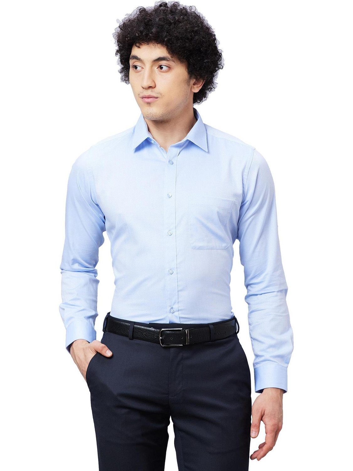 Image of Raymond Men Slim Fit Self Design Formal Shirt