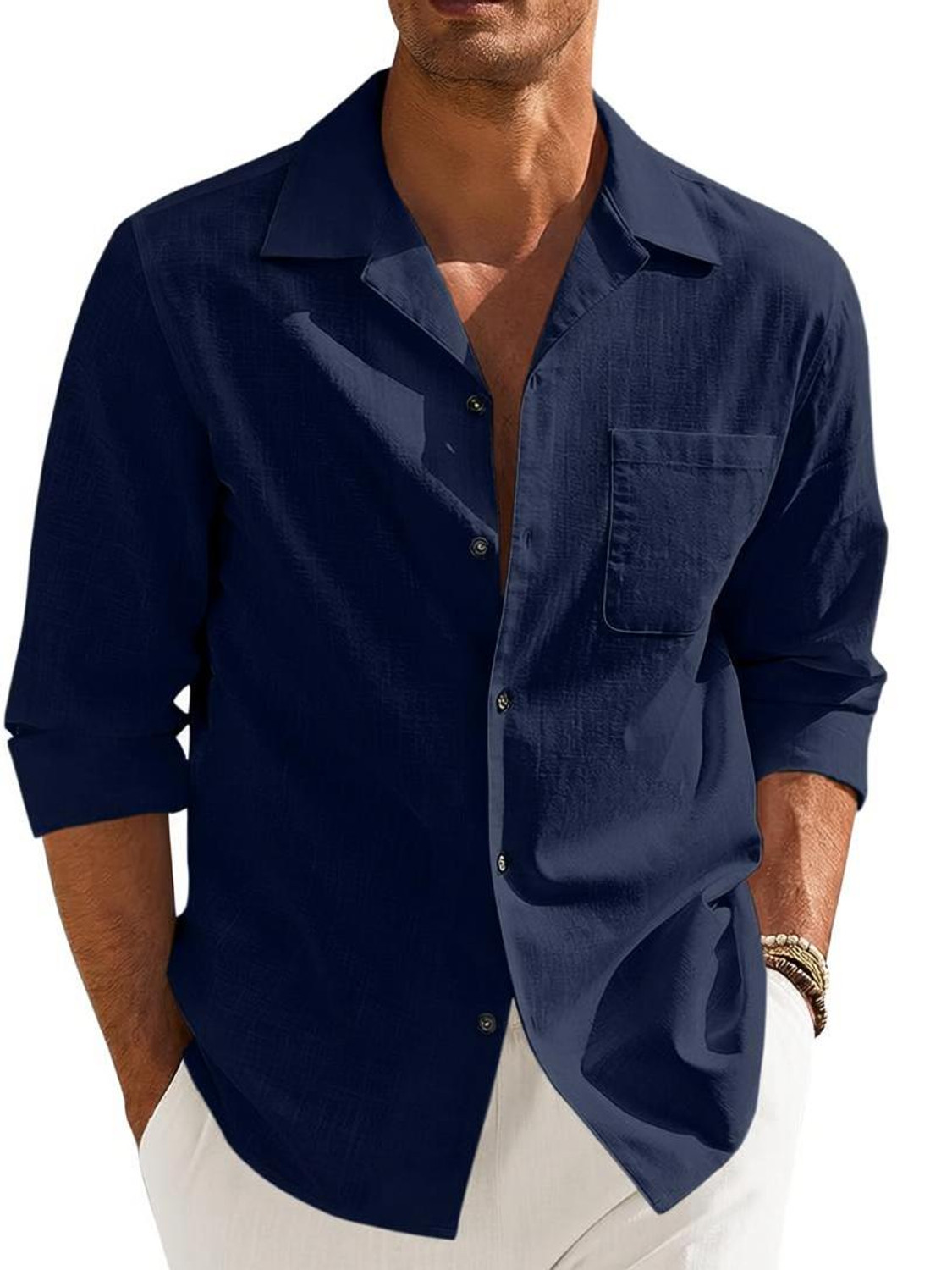 Image of krishna culture Men Regular Fit Solid Spread Collar Casual Shirt