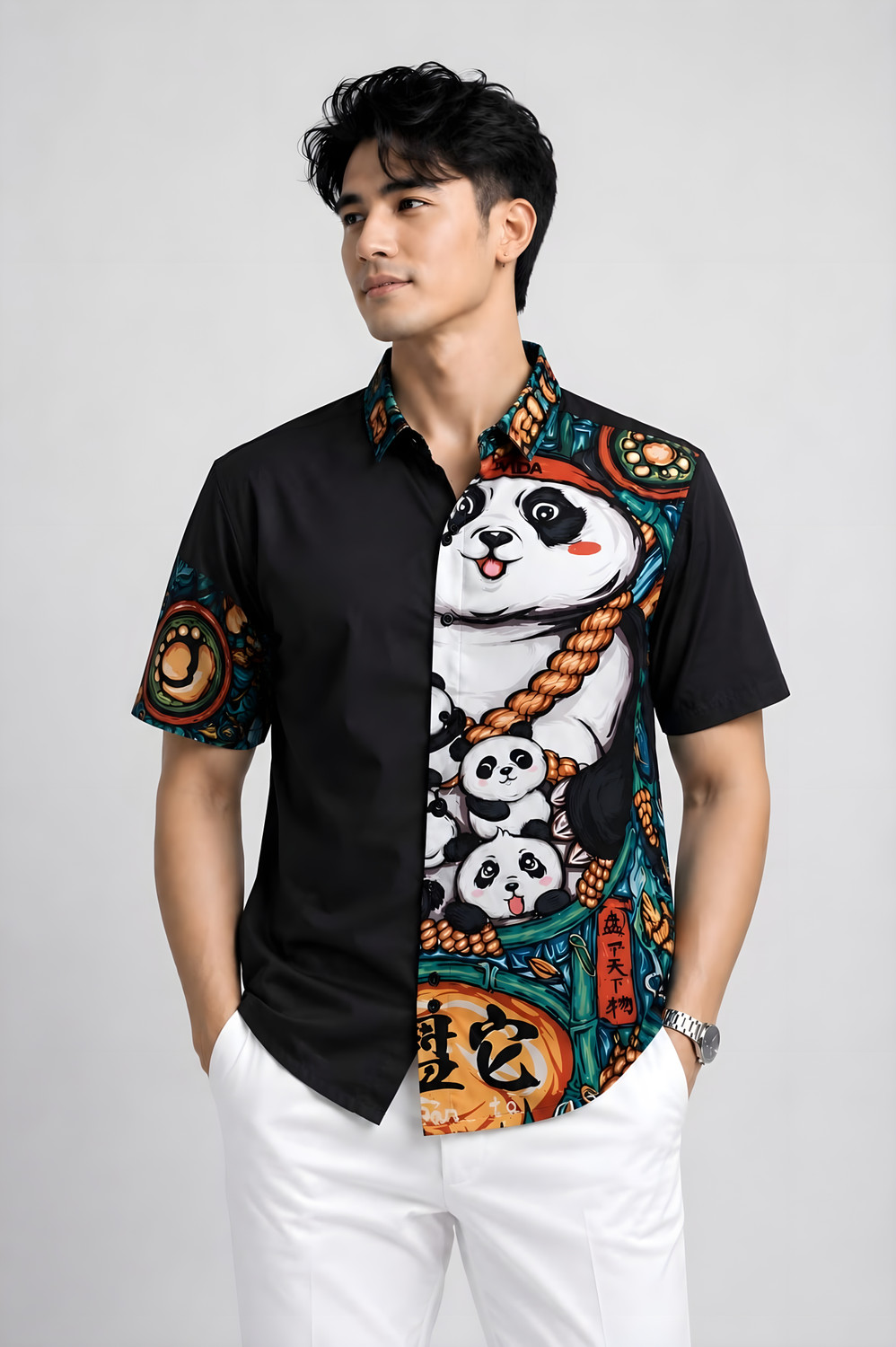 Image of Indissoluble Men Regular Fit Floral Print, Dyed /Ombre Ribbed Collar Casual Shirt
