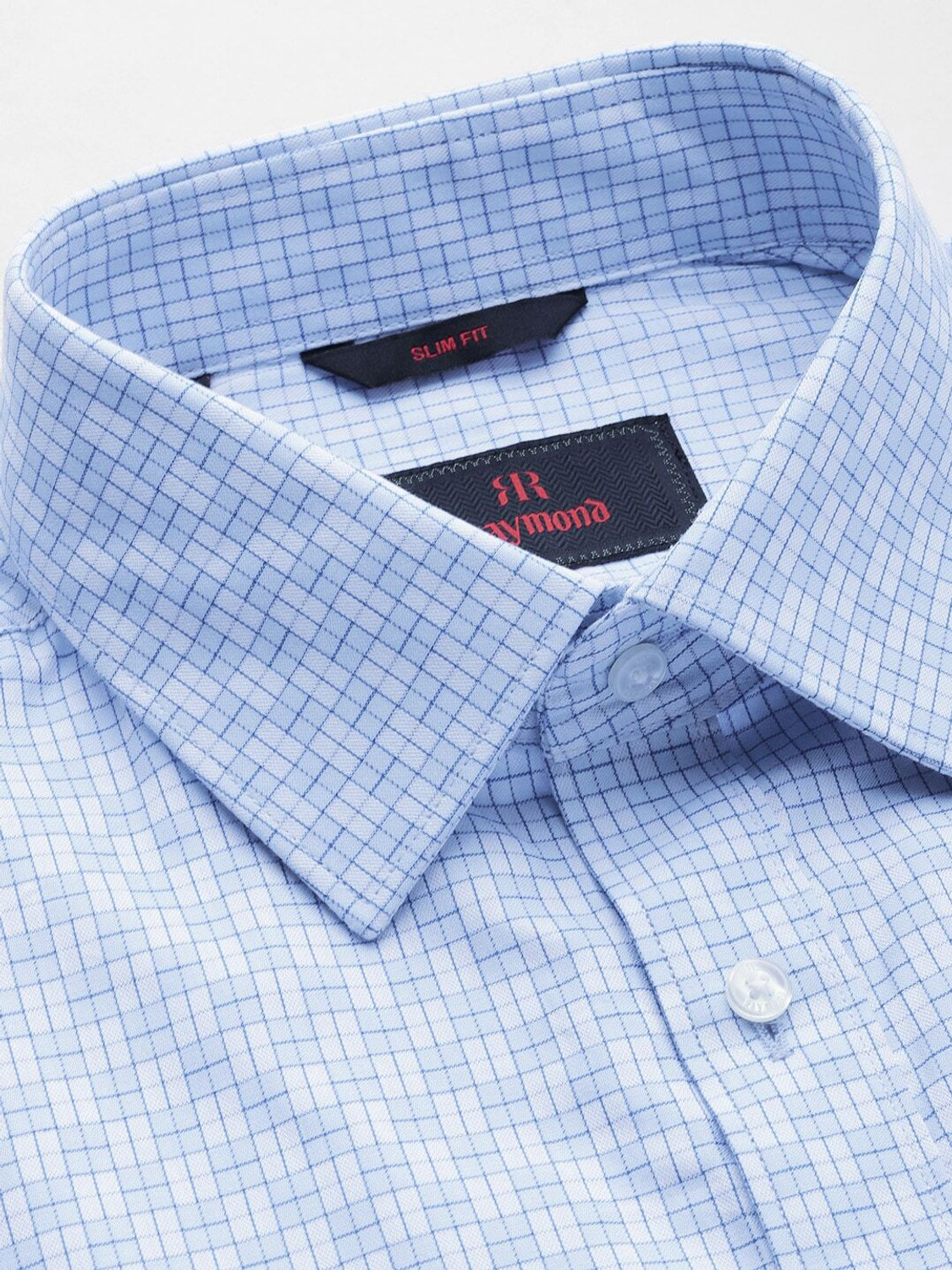 Image of Raymond Men Slim Fit Checkered Formal Shirt
