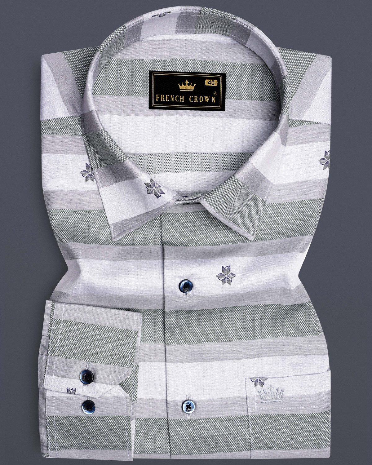 Image of french crown Men Regular Fit Printed Mandarin Collar Casual Shirt