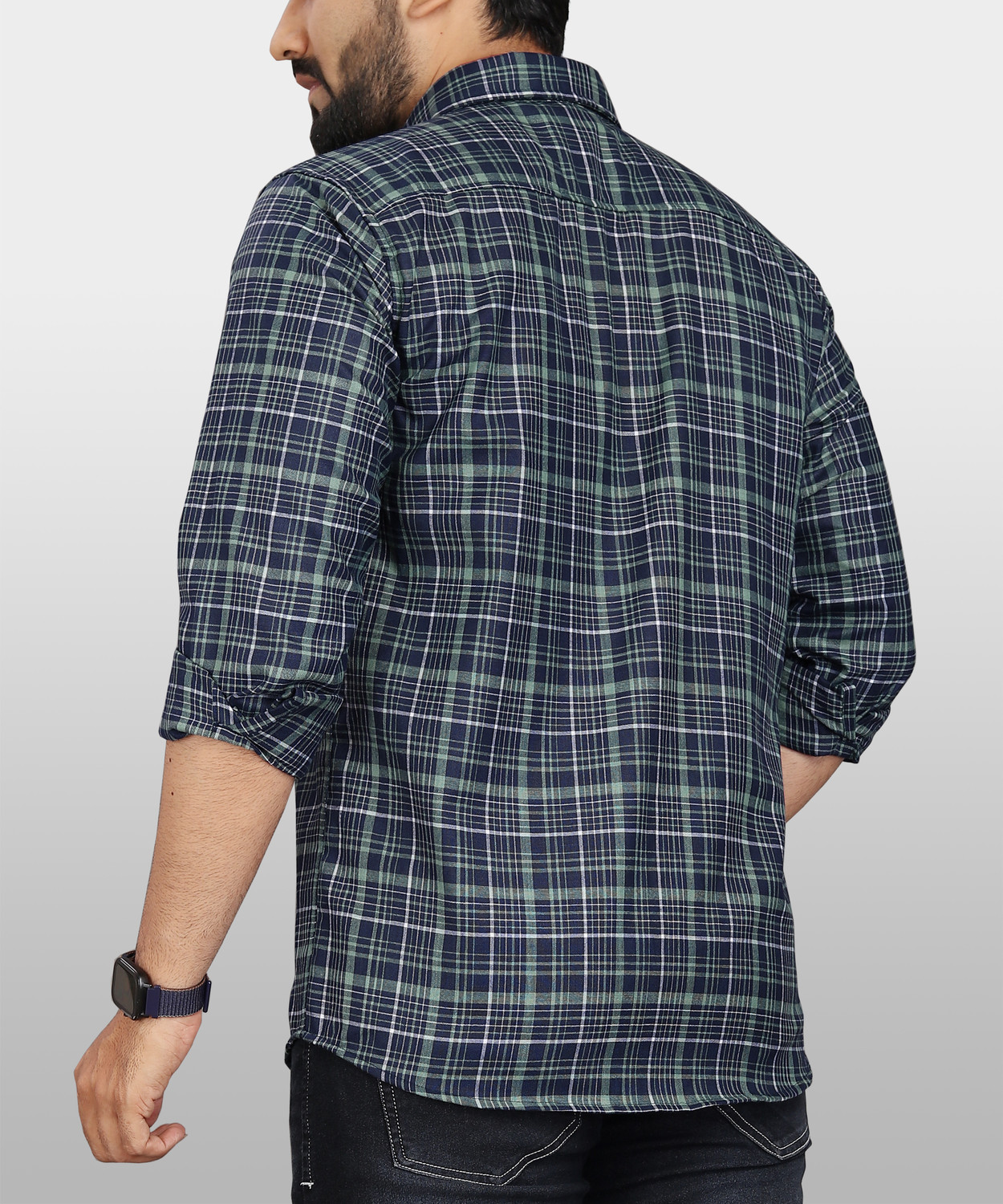 Image of VeBNoR Men Regular Fit Checkered Spread Collar Formal Shirt