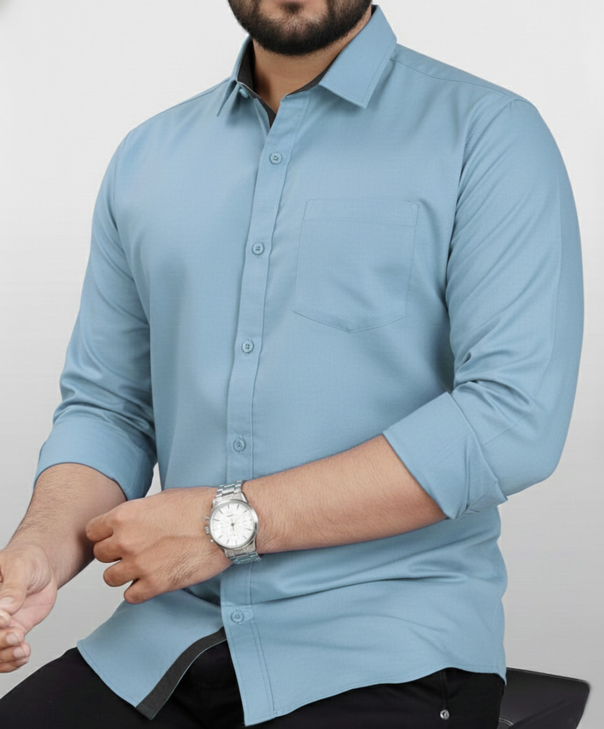 Image of PROBEX INTERNATIONAL Men Regular Fit Solid Spread Collar Formal Shirt