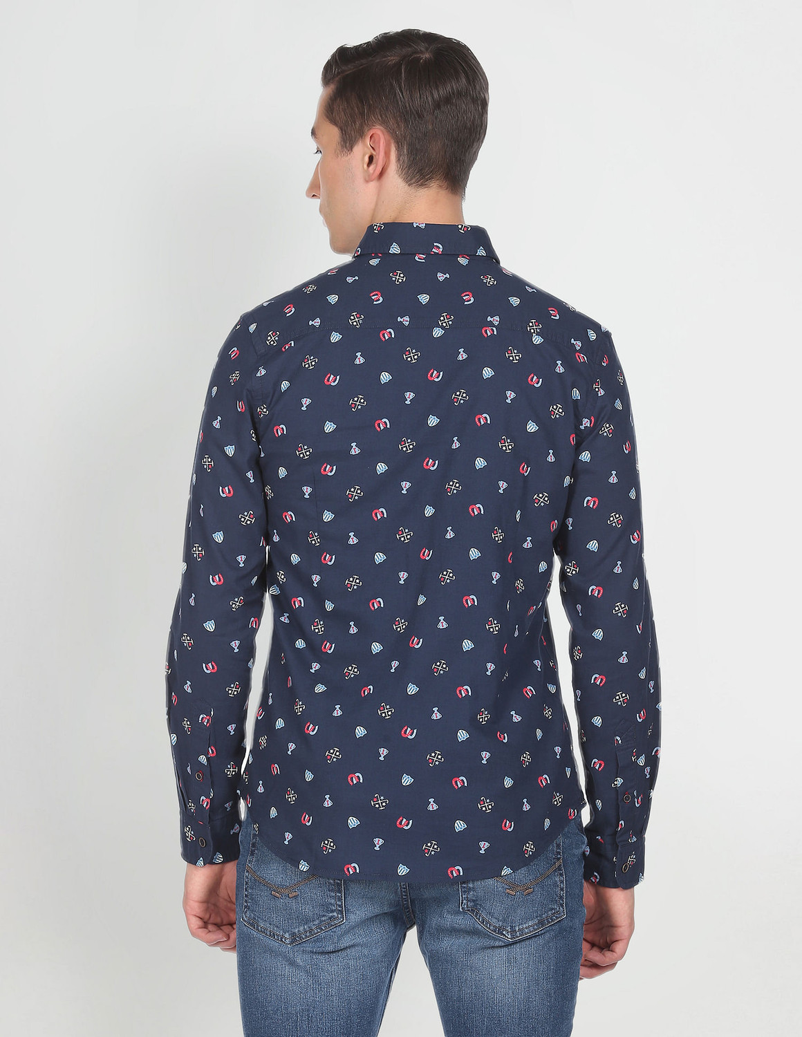 Image of U.S. POLO ASSN. Men Regular Fit Printed Spread Collar Casual Shirt