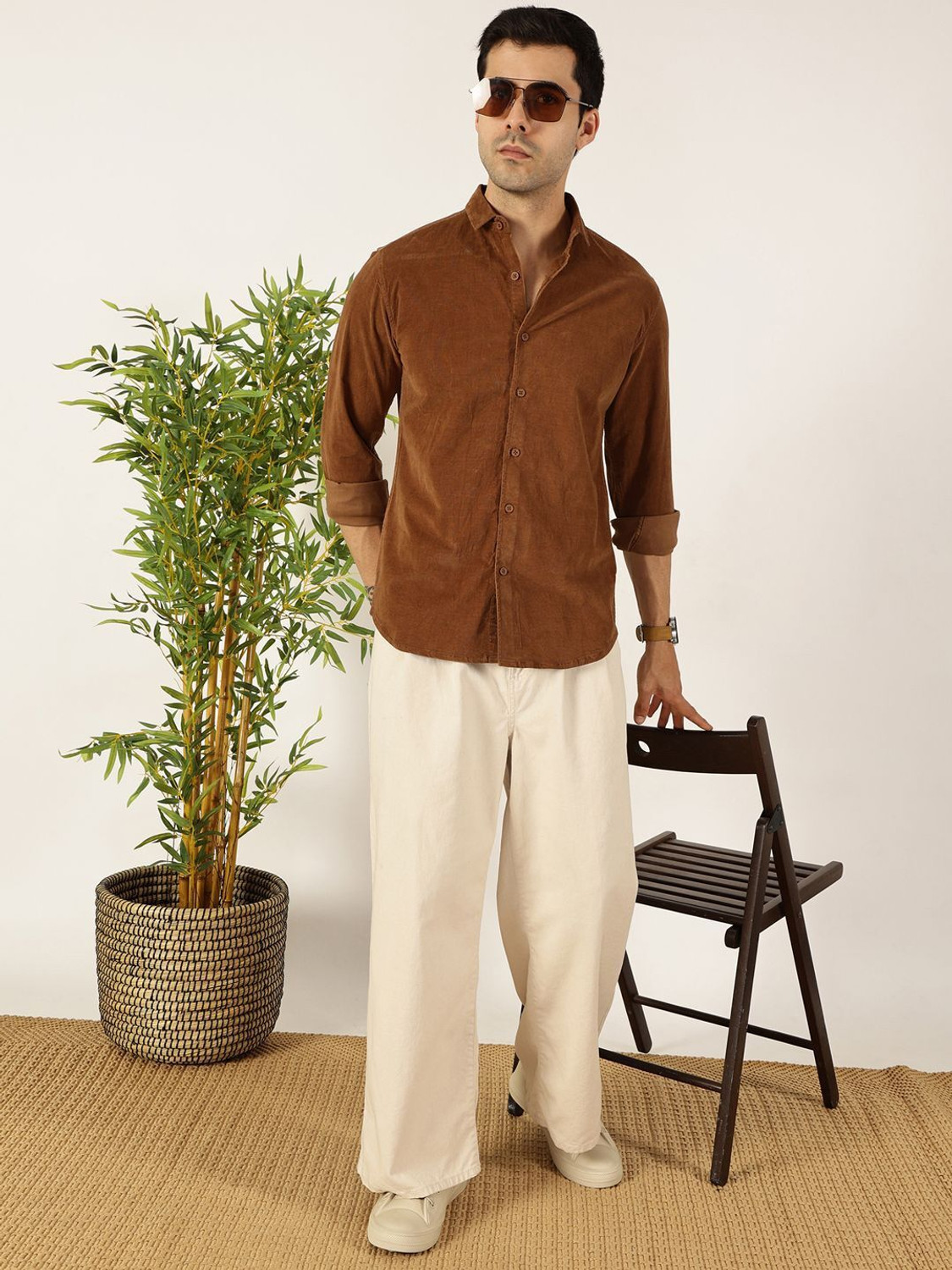 Image of Mast & Harbour Men Regular Fit Solid Casual Shirt