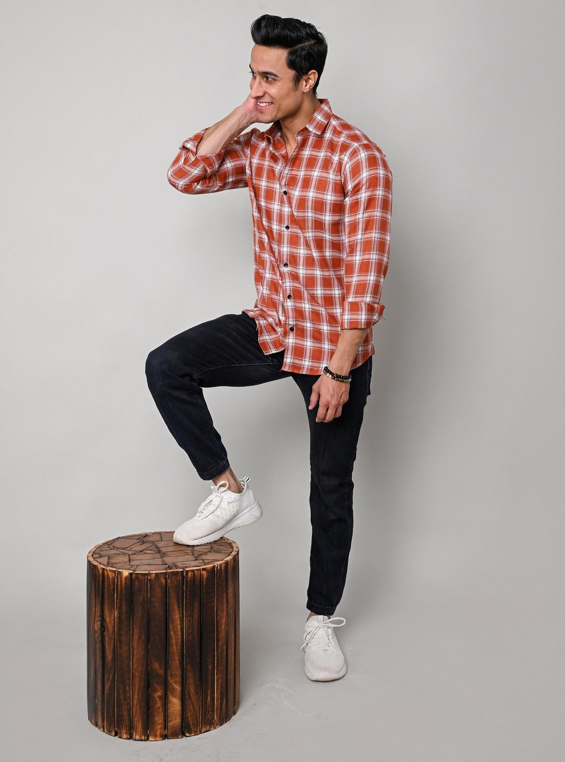 Image of Dark Age Men Regular Fit Checkered Spread Collar Casual Shirt (Pack of 2)