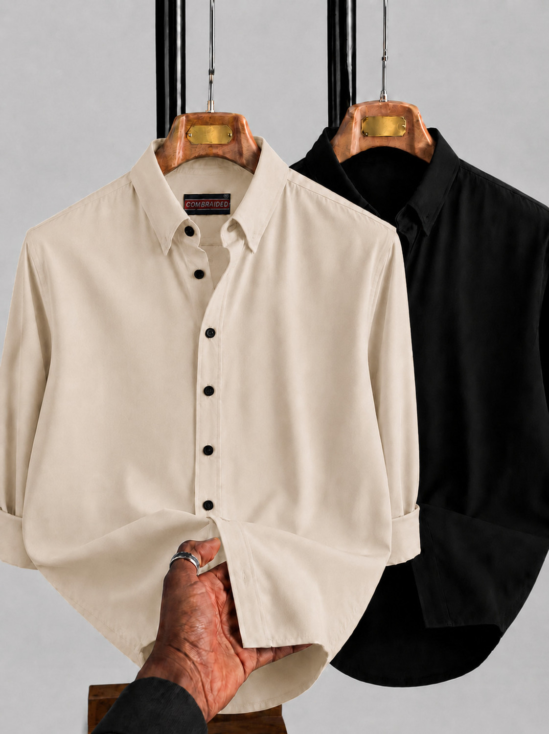 COMBRAIDED Men Regular Fit Solid Spread Collar Shirt - Image 1
