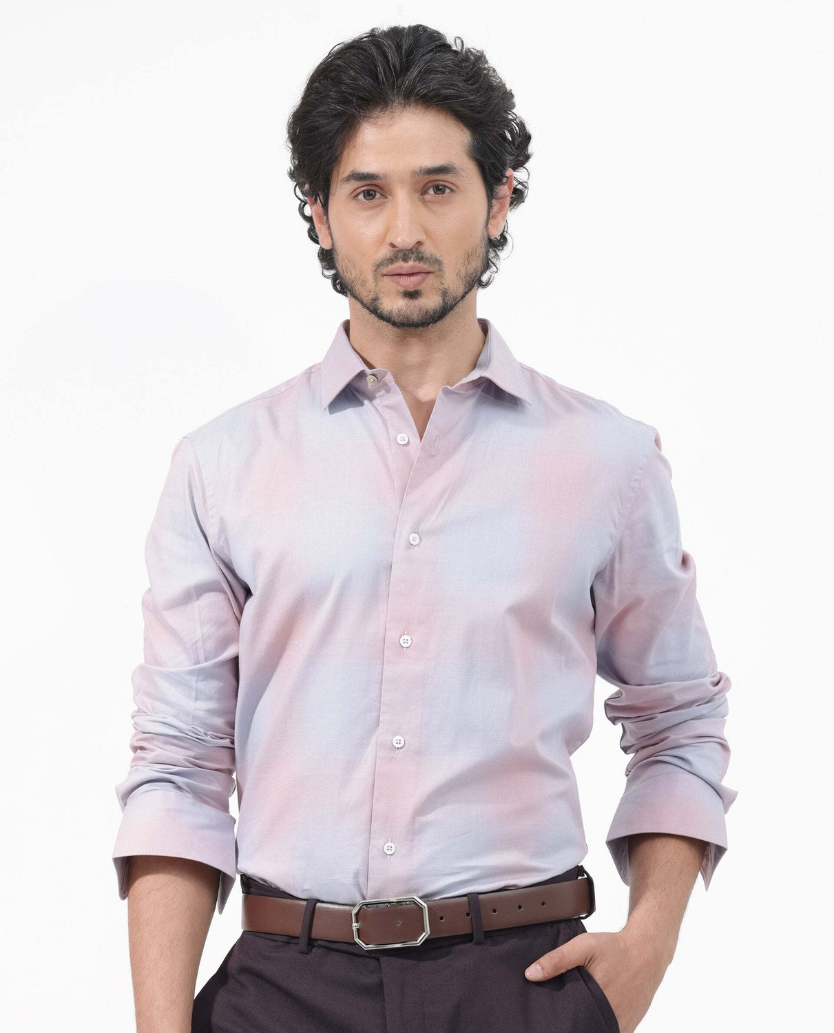 Image of RARE RABBIT Men Regular Fit Checkered Formal Shirt