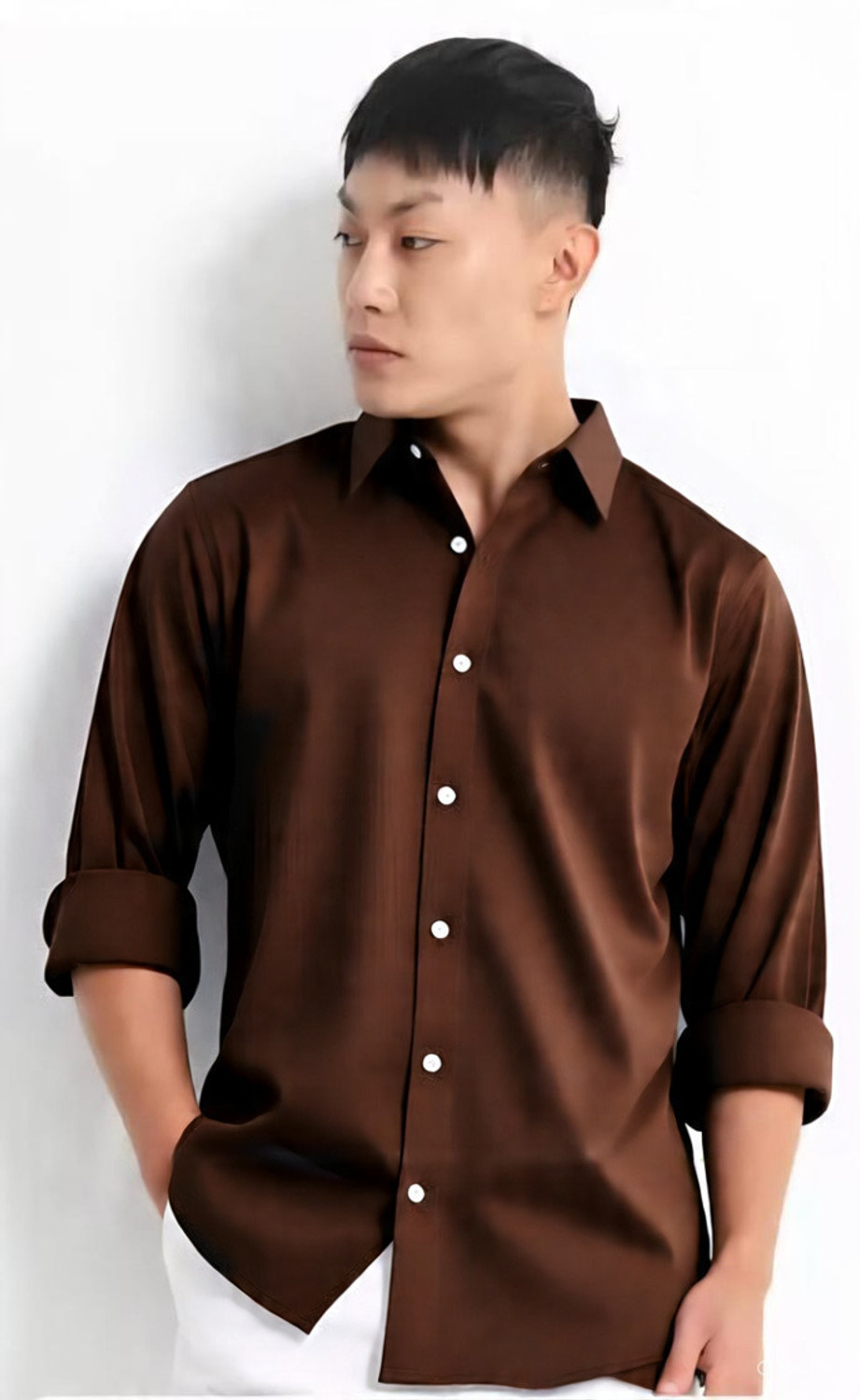Image of METRONAUT Men Regular Fit Solid Cut Away Collar Casual Shirt