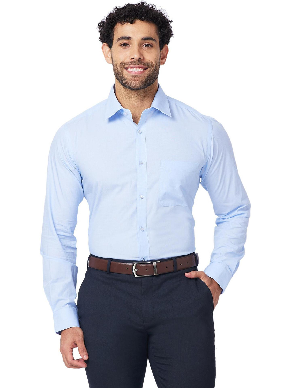Image of Raymond Men Slim Fit Self Design Formal Shirt