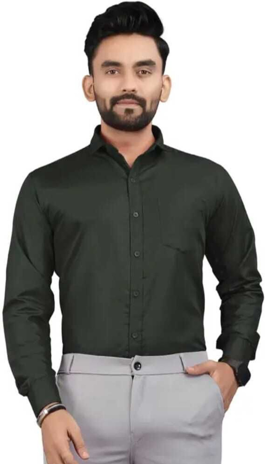 Image of Stylora Men Slim Fit Solid Spread Collar Casual Shirt