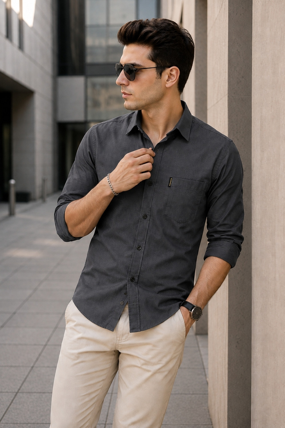 BLACK ROCKS Men Regular Fit Solid Spread Collar Casual Shirt - Image 1