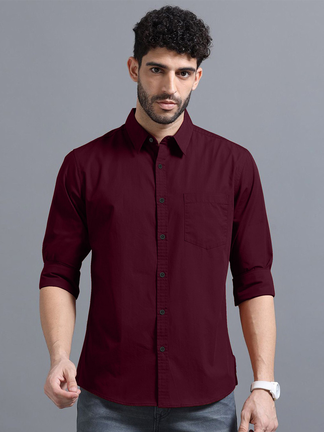Image of METRONAUT Men Regular Fit Solid Spread Collar Casual Shirt