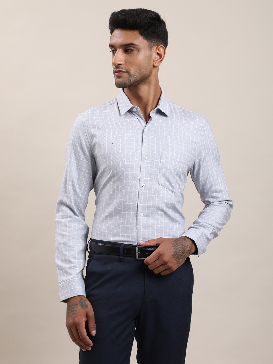 Image of TURTLE Men Slim Fit Solid Formal Shirt