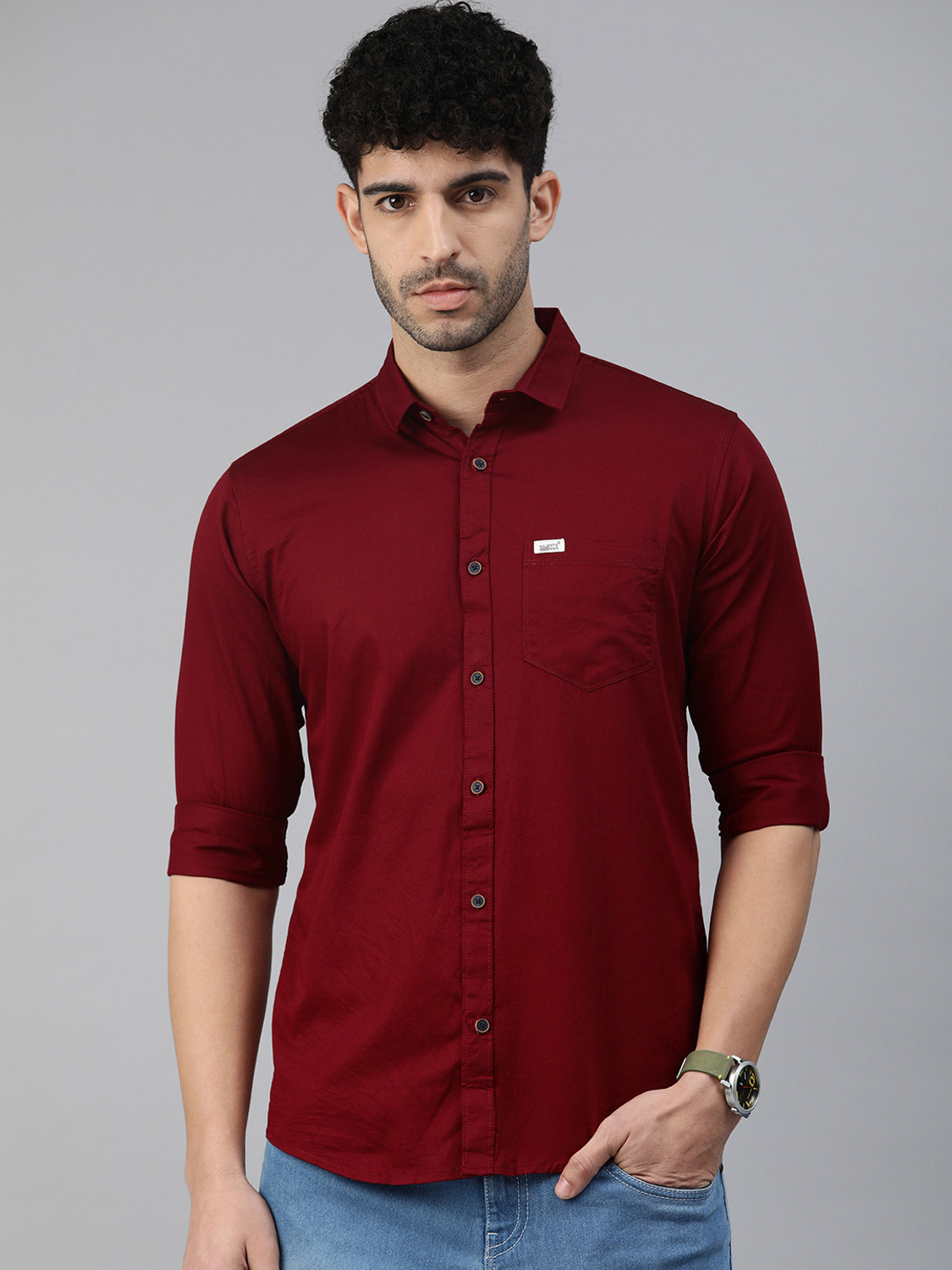 Image of AATWANIS Men Regular Fit Solid, Checkered Spread Collar Casual Shirt (Pack of 2)